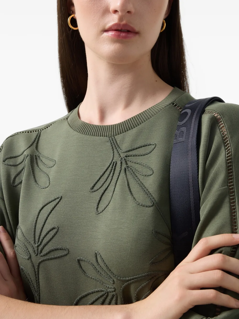 BOGNER Rabea palm-stitch short-sleeve sweatshirt Groen