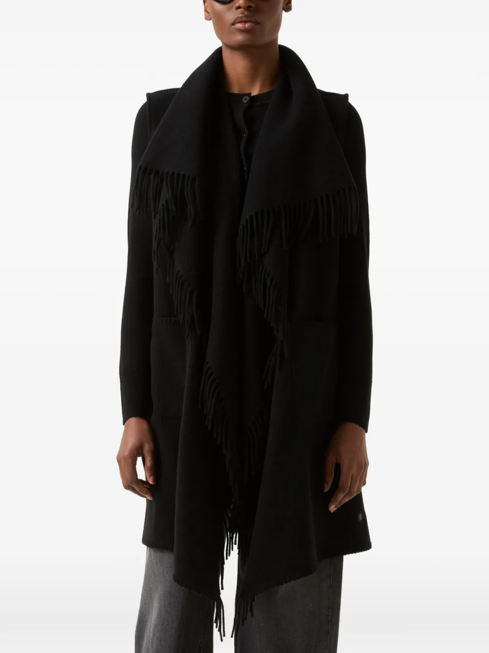 BOGNER Noah fringe-trim poncho - Schwarz