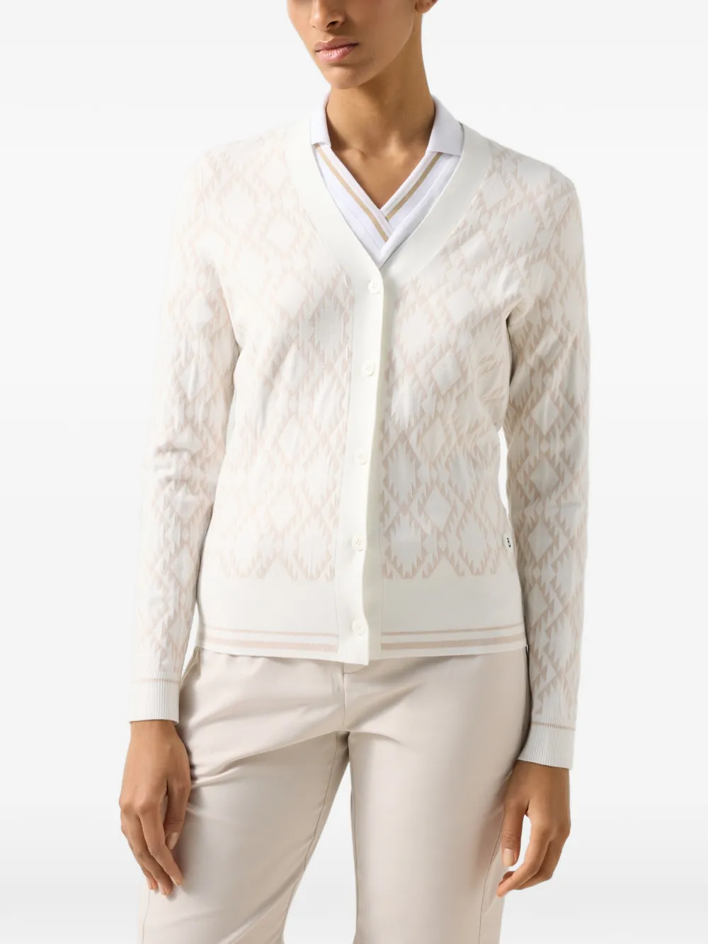 BOGNER Amber jacquard-knit cardigan Wit