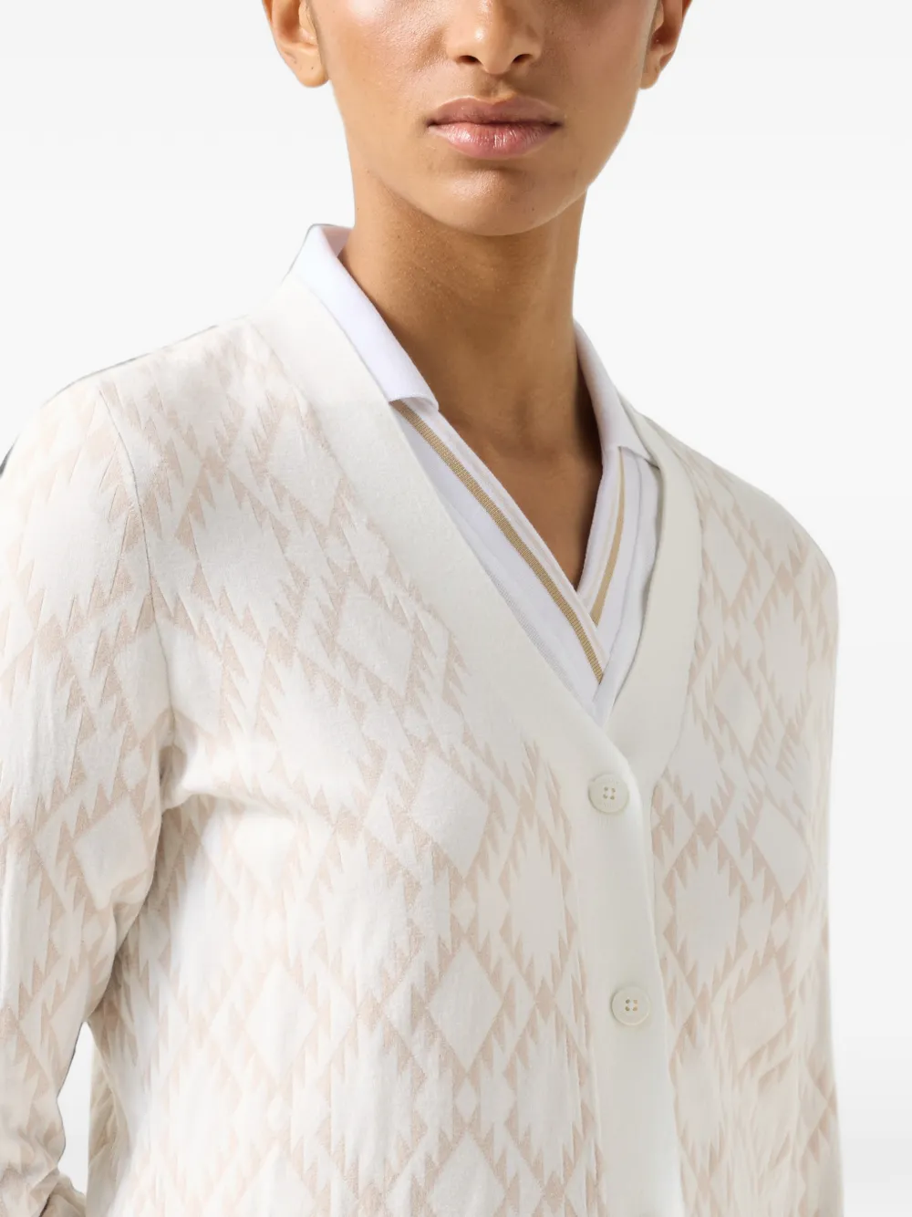 BOGNER Amber jacquard-knit cardigan Wit