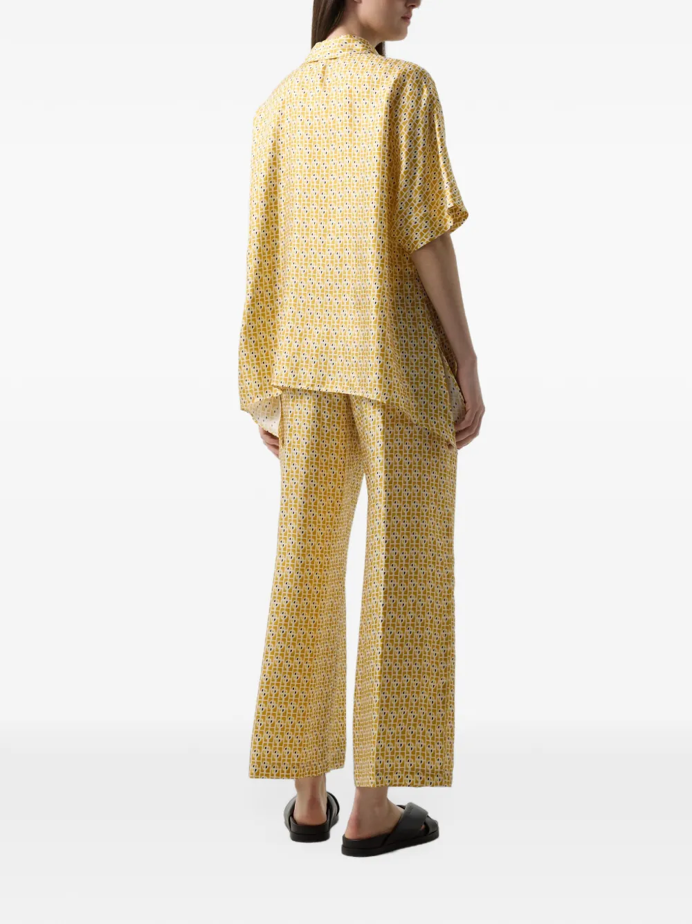 BOGNER Elvira geometric-print silk shirt Geel