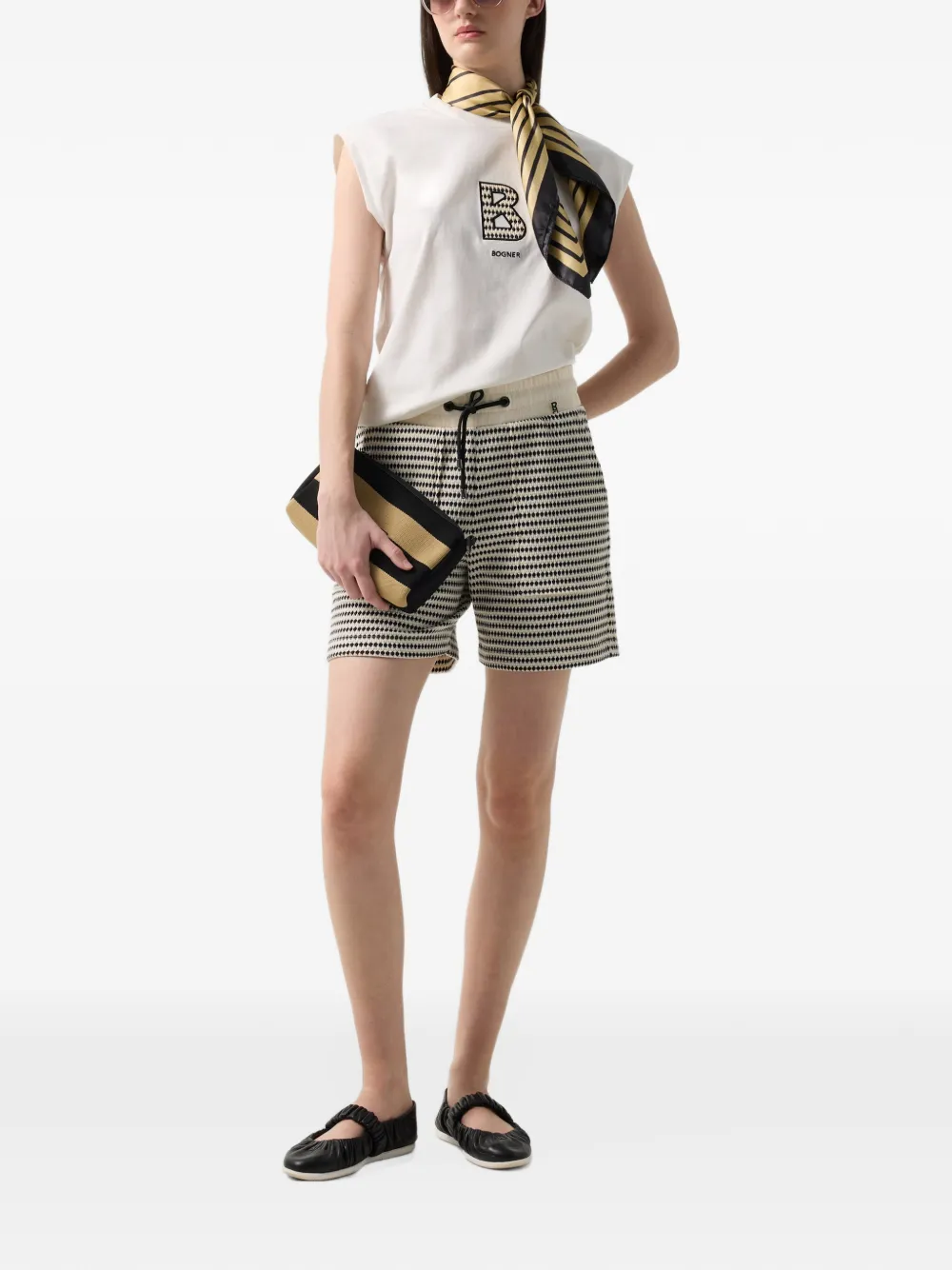 BOGNER Dania logo-stitch cap-sleeve tank top Wit