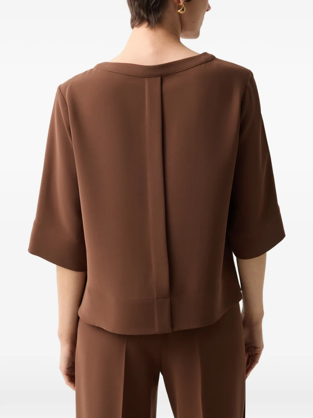 BOGNER Enrica draped-crepe blouse Bruin