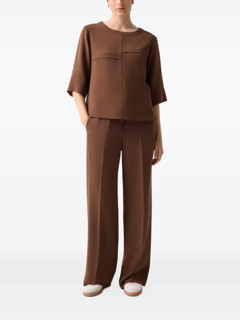 BOGNER Enrica draped-crepe blouse Bruin