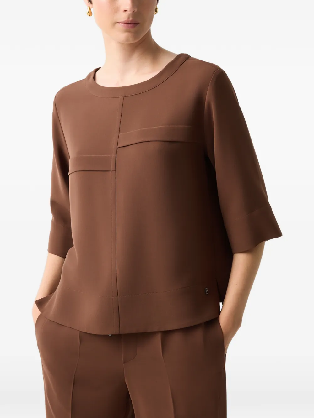 BOGNER Enrica draped-crepe blouse Bruin