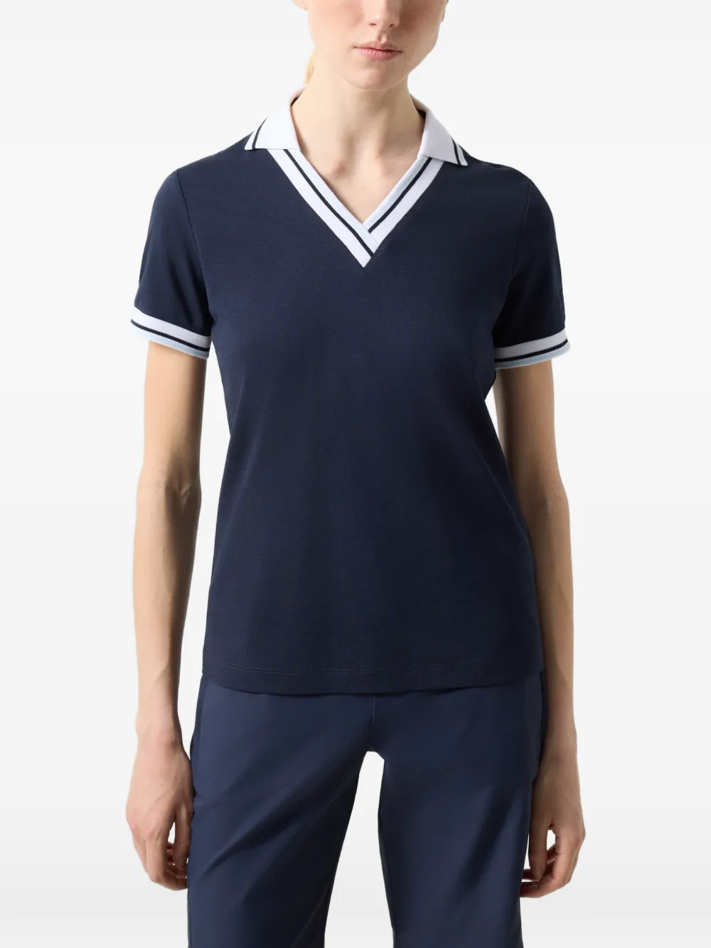 BOGNER Jula stripe-detail polo-collar T-shirt Blauw