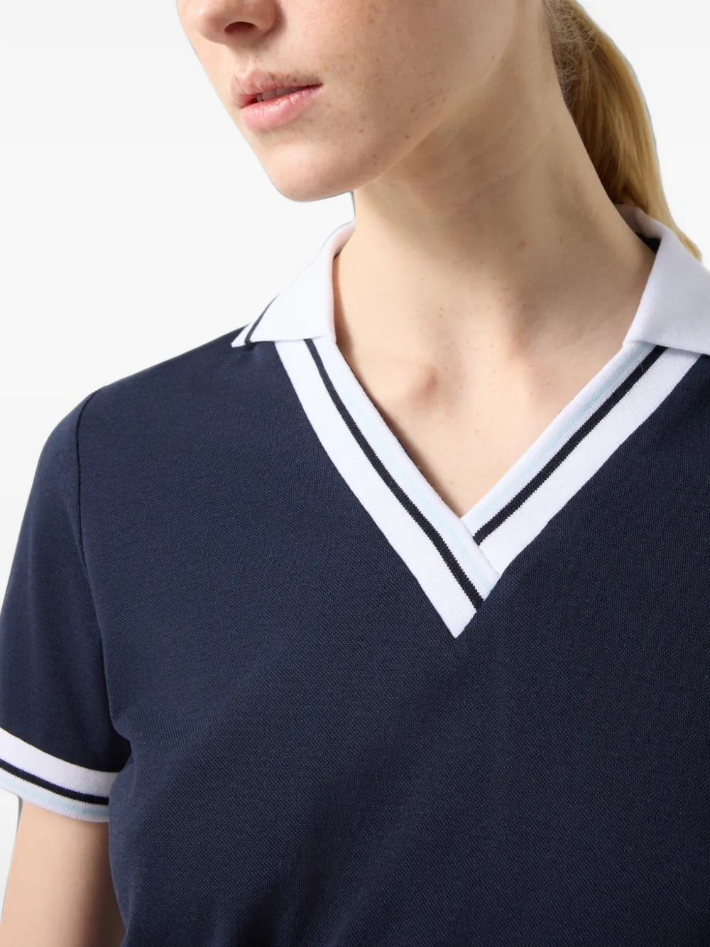 BOGNER Jula stripe-detail polo-collar T-shirt Blauw