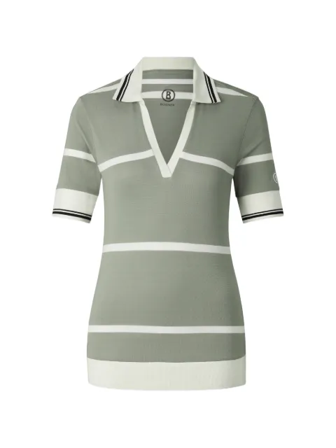 BOGNER Jessi striped piqué-knit performance T-shirt