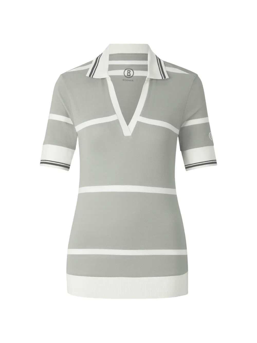 BOGNER Jessi striped piqué-knit performance T-shirt Groen