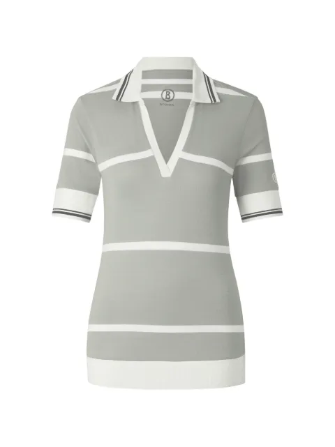 BOGNER Jessi striped piqué-knit performance T-shirt