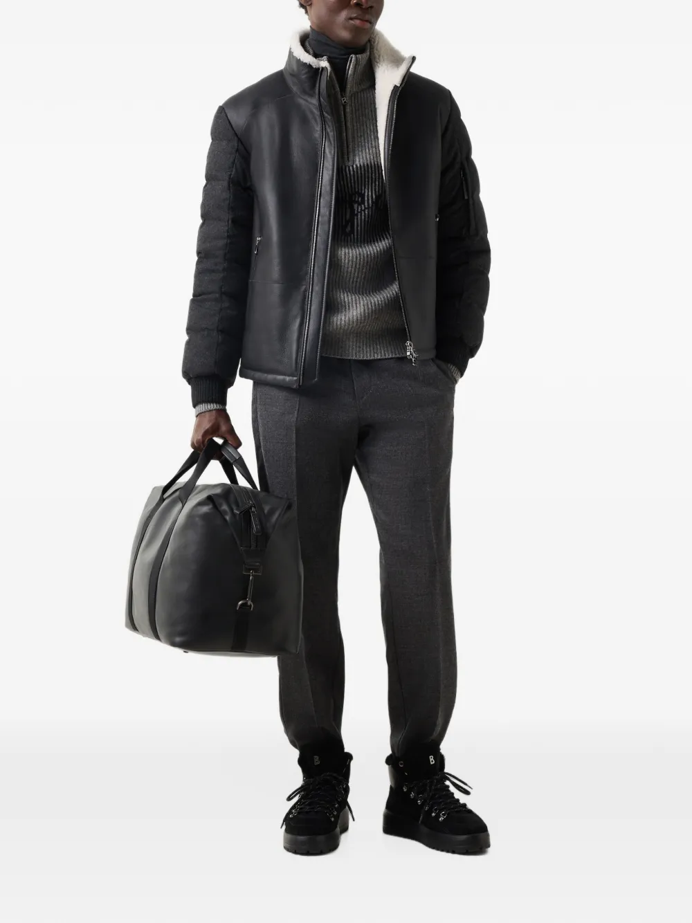 BOGNER Yak Troyer Loris logo-jacquard ribbed-knit sweater Grijs