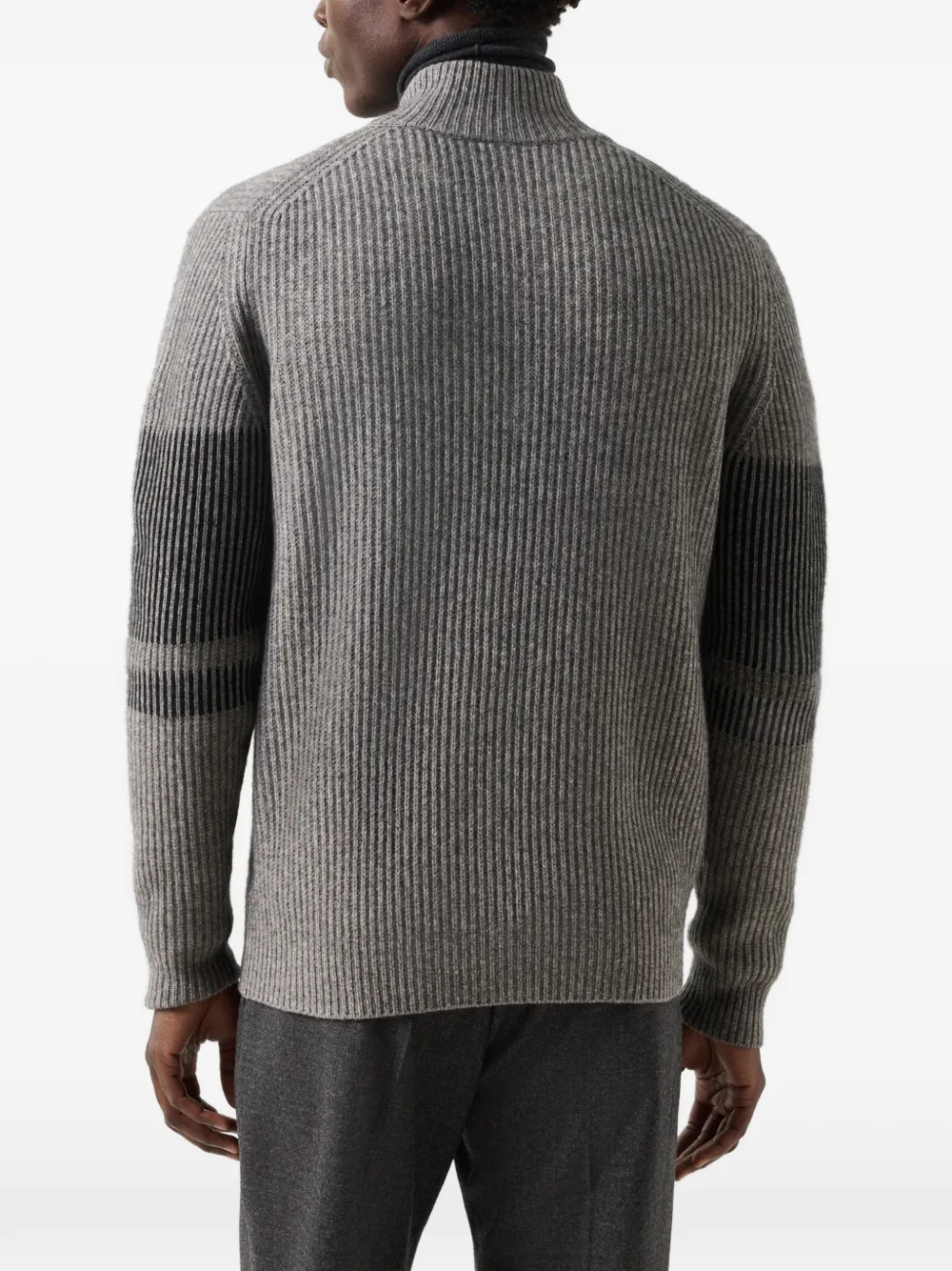 BOGNER Yak Troyer Loris logo-jacquard ribbed-knit sweater Grijs