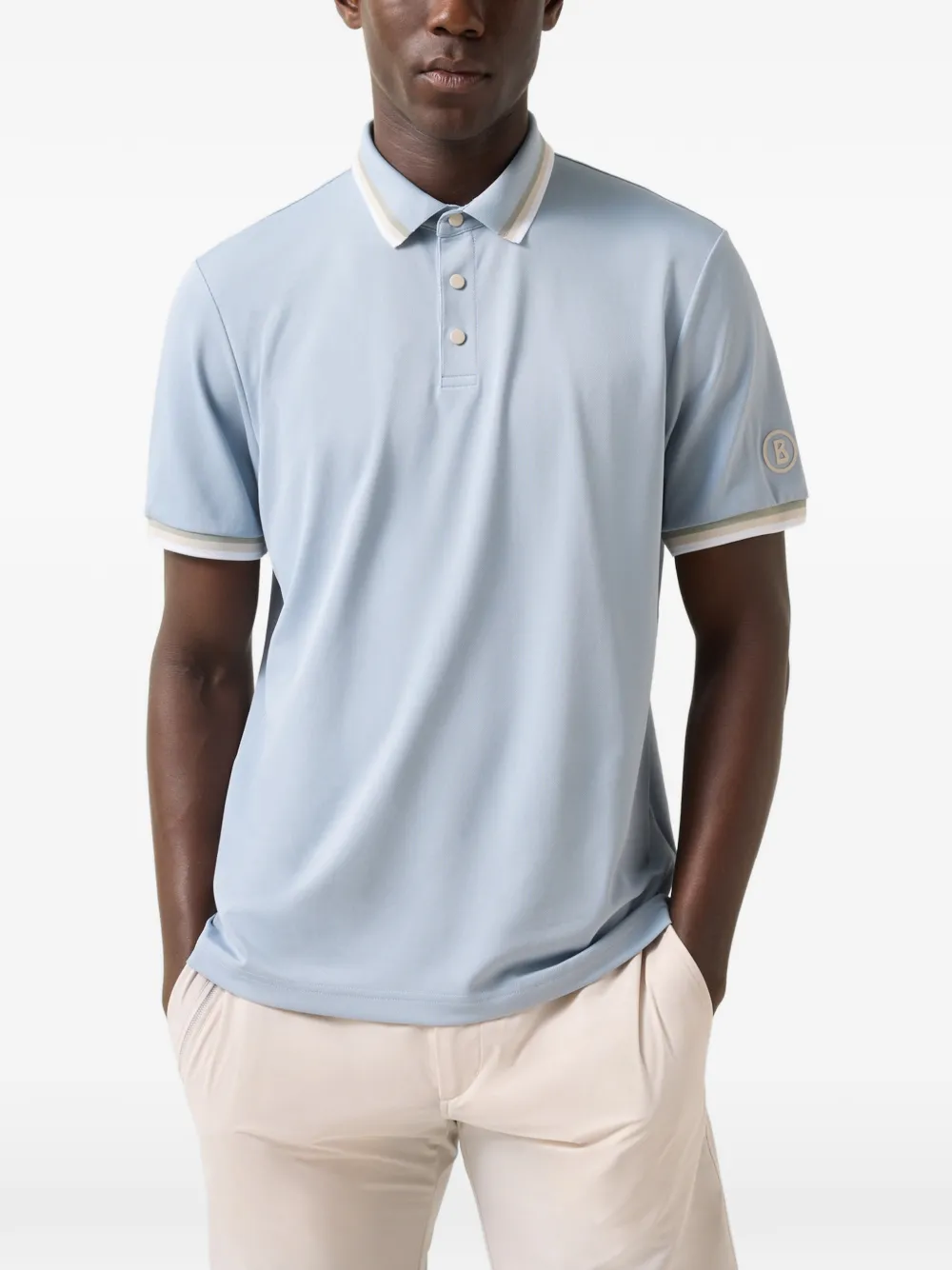 BOGNER Arik striped-trim polo shirt Blauw