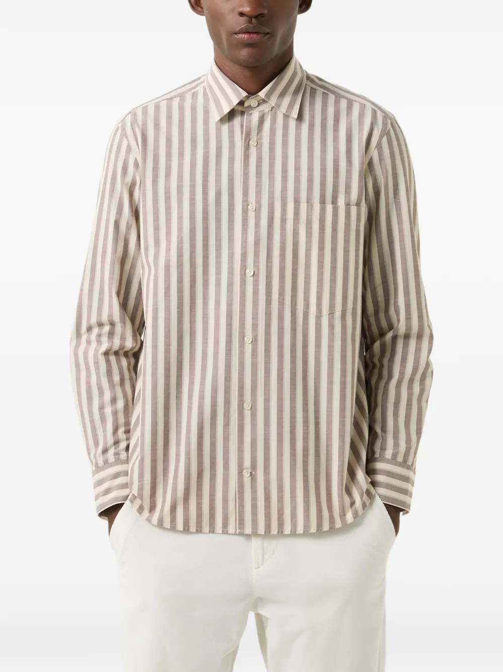 BOGNER Heiko striped cotton shirt Beige