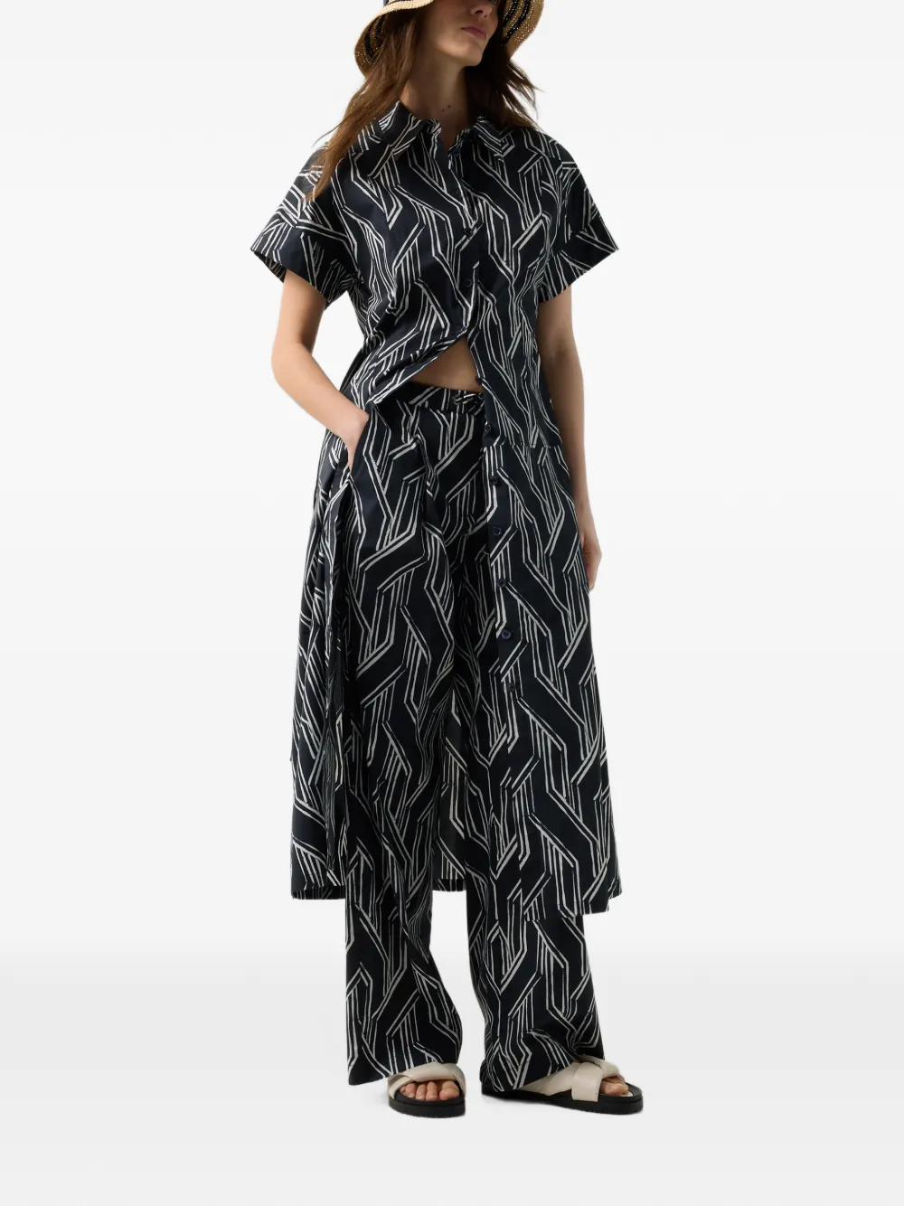 BOGNER Roxana graphic-print maxi shirt dress Zwart