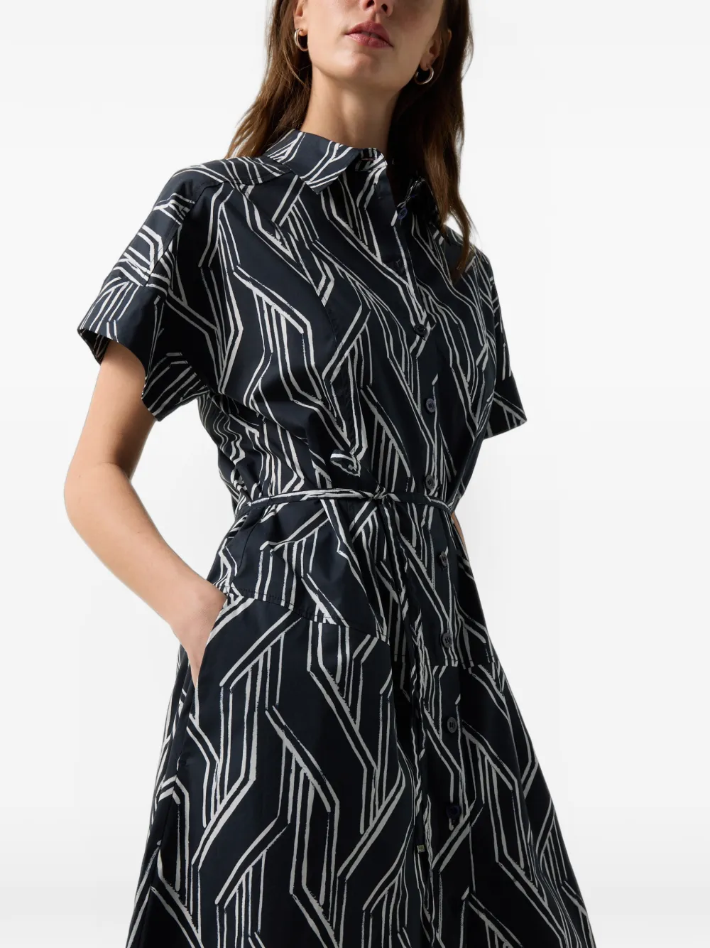 BOGNER Roxana graphic-print maxi shirt dress Zwart