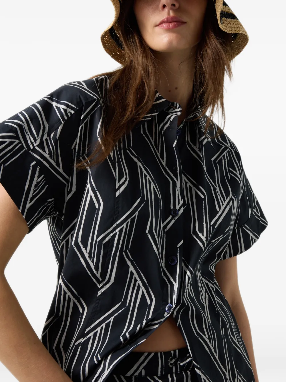BOGNER Roxana graphic-print maxi shirt dress Zwart