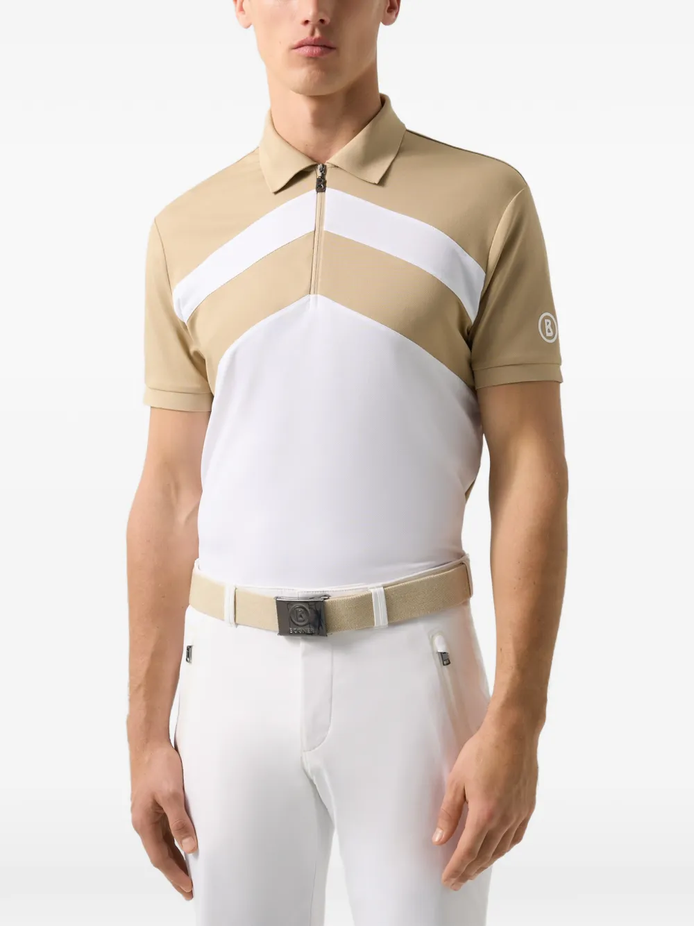 BOGNER Cuno colour-block polo shirt Beige