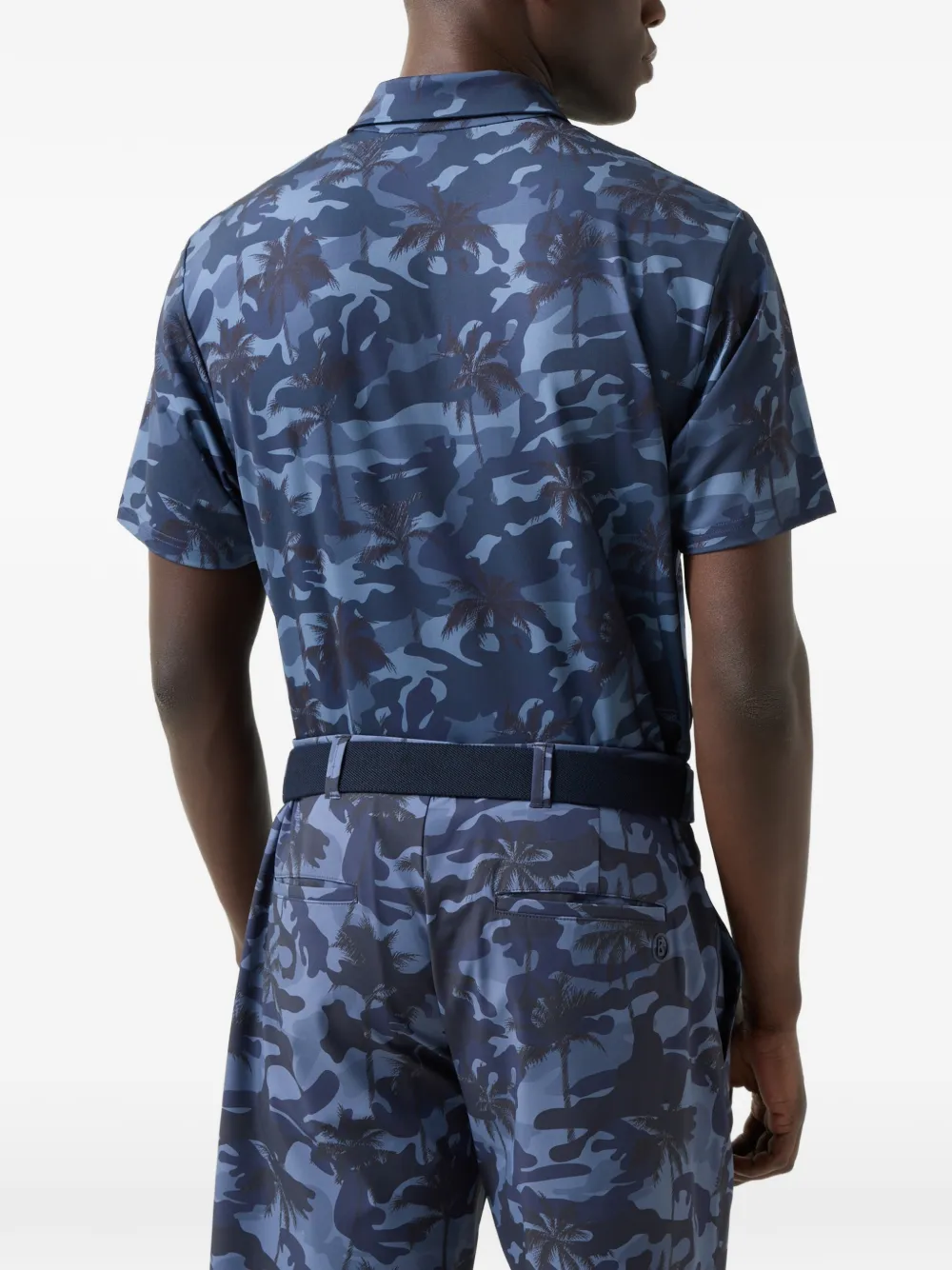 BOGNER Taron camouflage palm-print polo shirt Blauw
