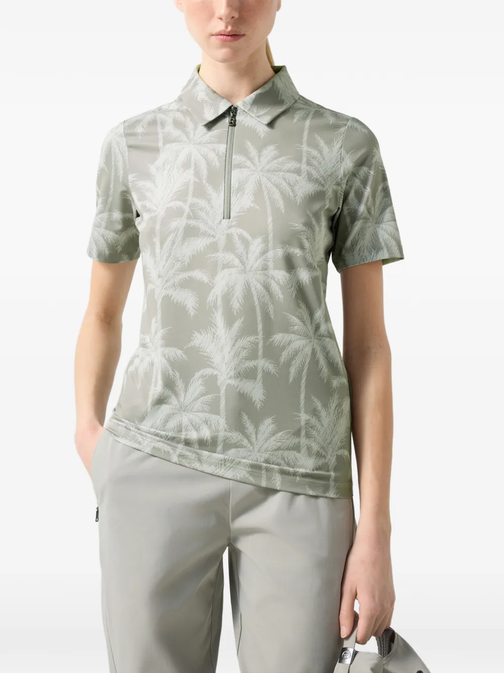 BOGNER Taya palm-print polo shirt Groen