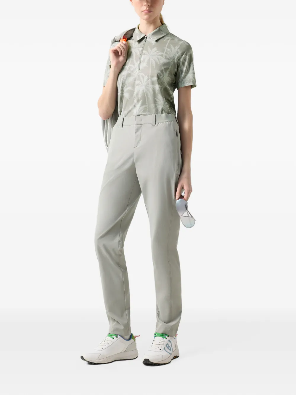 BOGNER Taya palm-print polo shirt Groen
