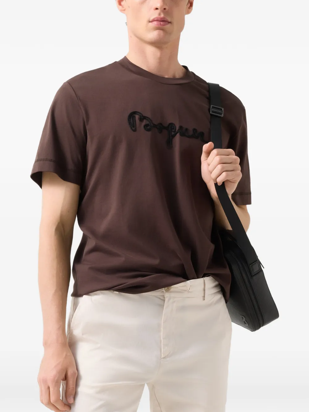 BOGNER Lukas logo-embroidered T-shirt Bruin