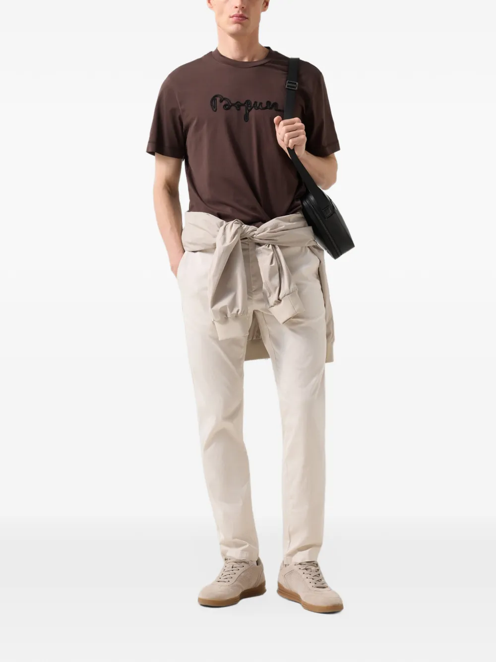 BOGNER Lukas logo-embroidered T-shirt Bruin
