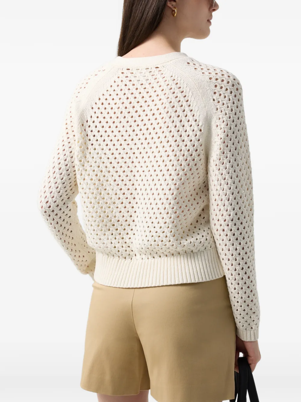 BOGNER pointelle-knit V-neck sweater Beige