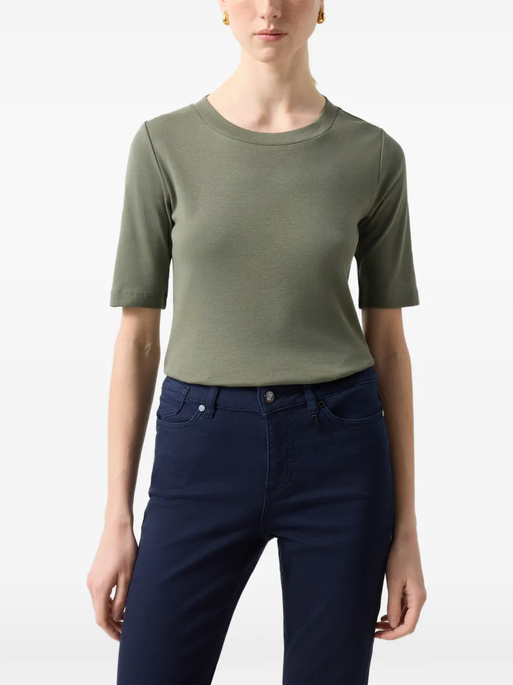 BOGNER Nikini logo-stitch T-shirt Groen
