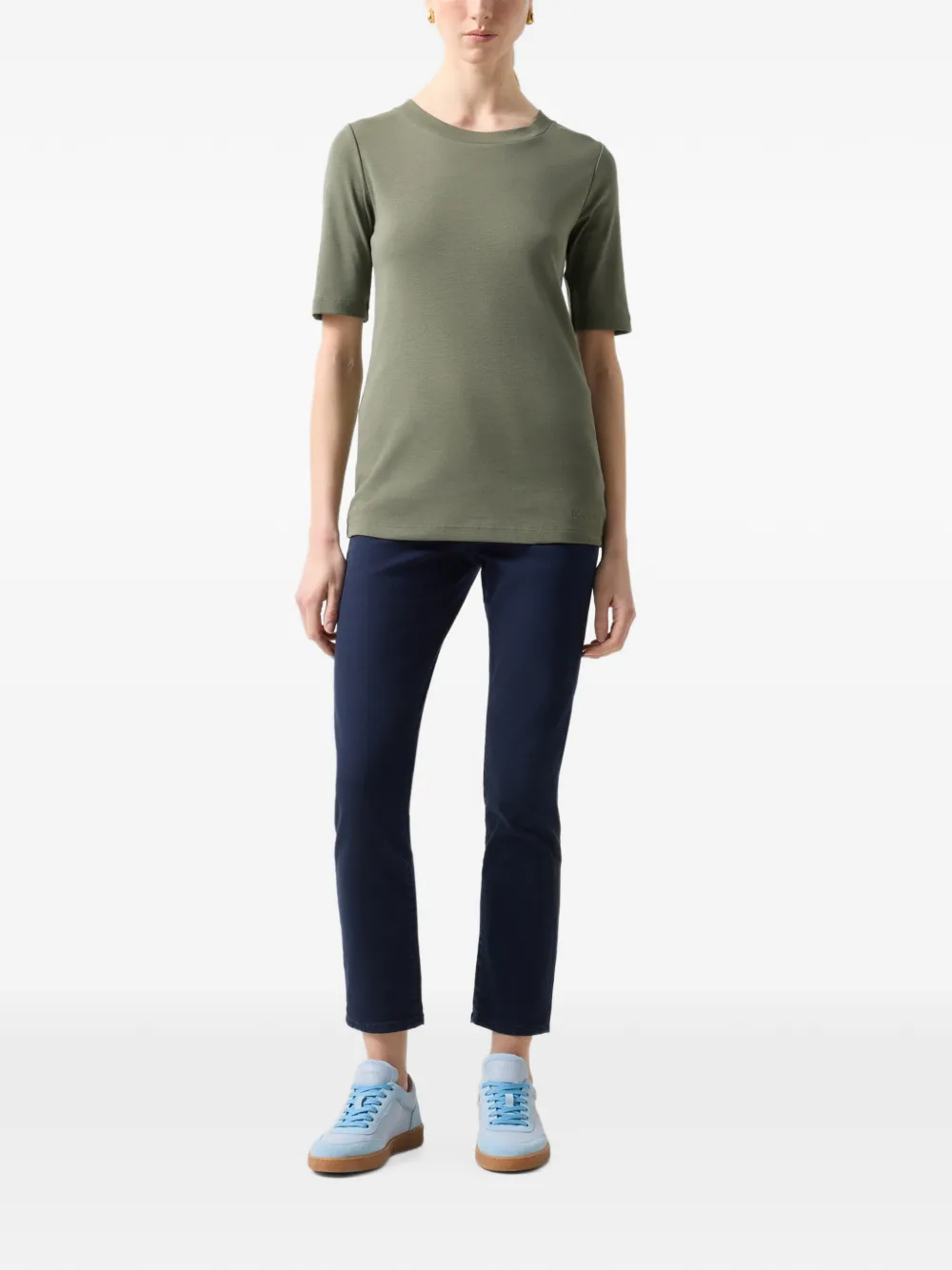 BOGNER Nikini logo-stitch T-shirt Groen