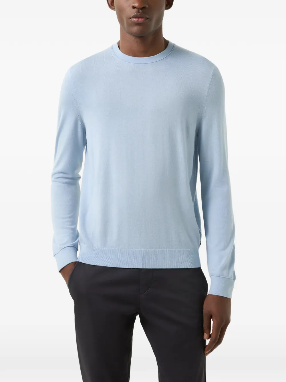 BOGNER Ottoman-detail crew-neck sweater Blauw