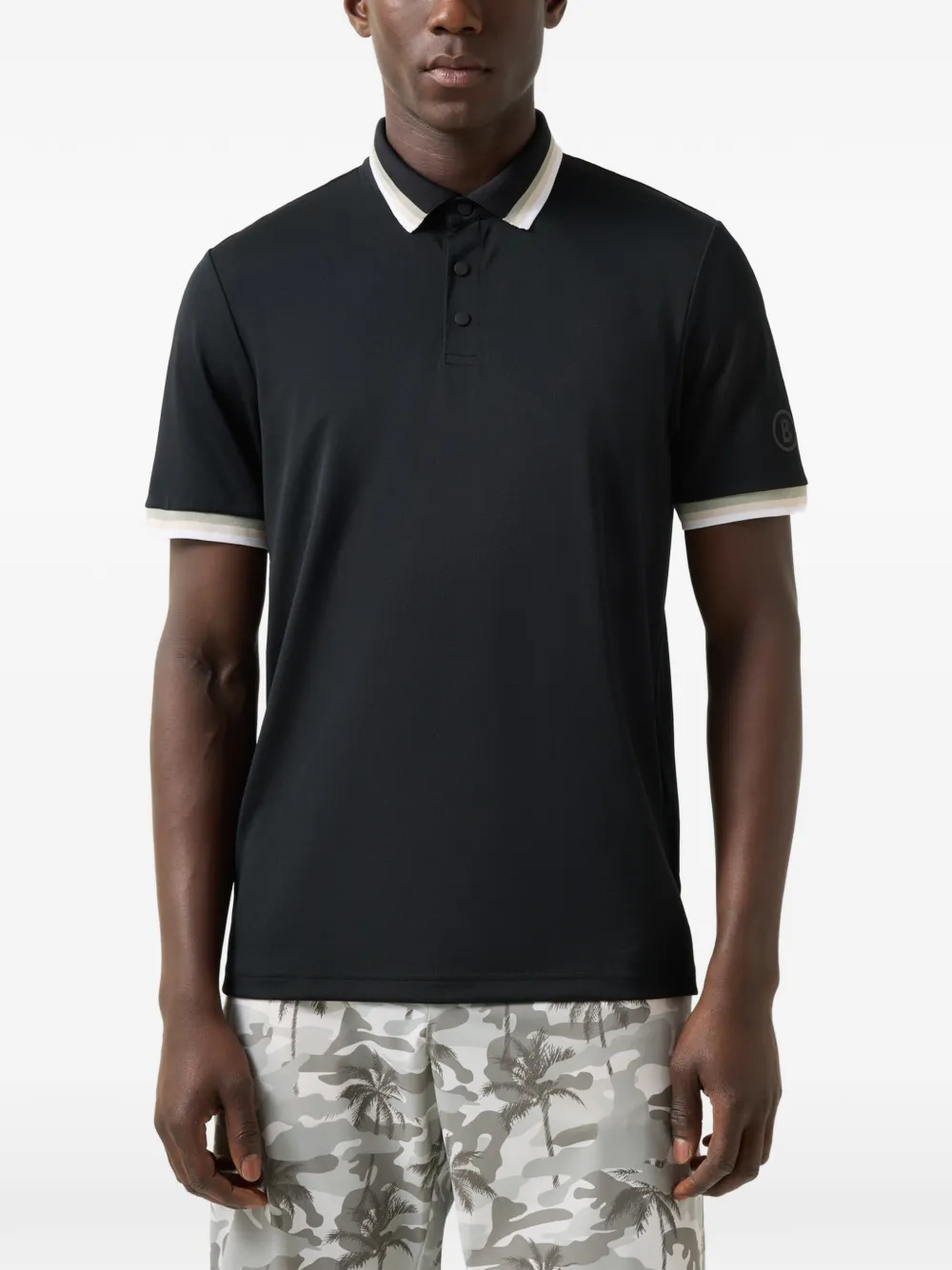 BOGNER Arik striped-trim polo shirt Zwart