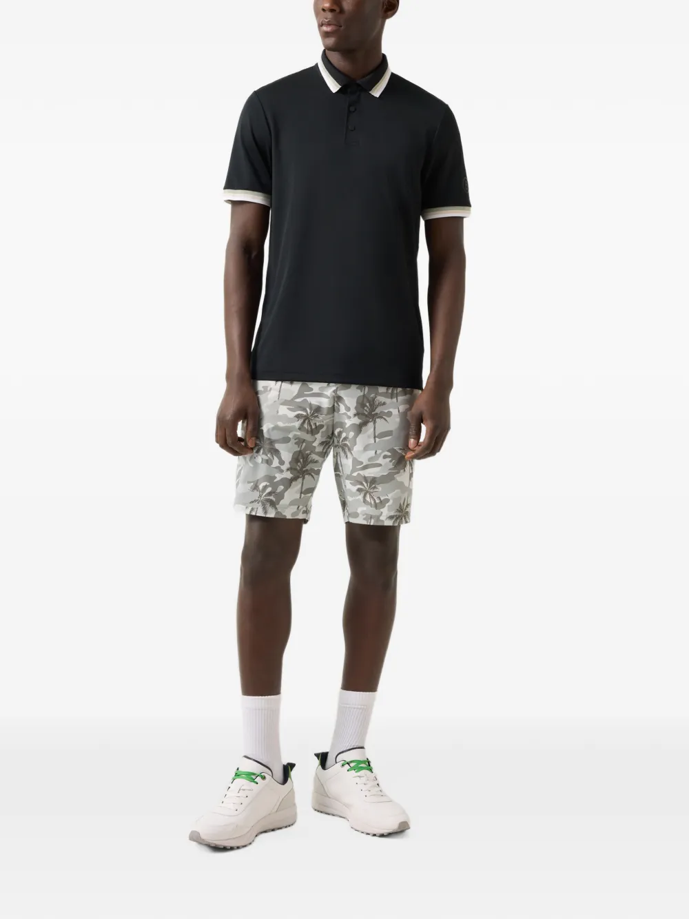 BOGNER Arik striped-trim polo shirt Zwart