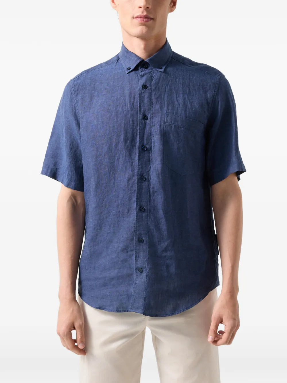 BOGNER button-down short-sleeved shirt Blauw