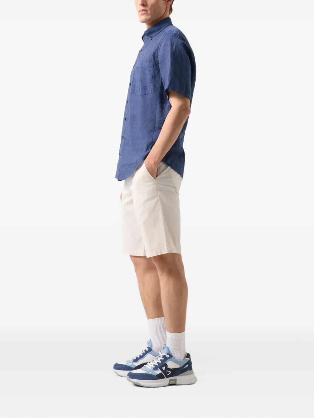 BOGNER button-down short-sleeved shirt Blauw