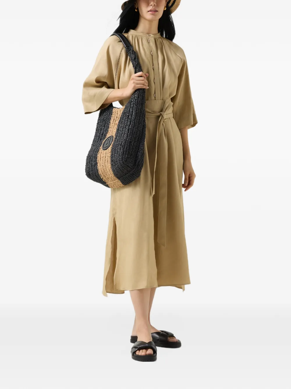 BOGNER Catelyn eyelet-detail midi dress Beige