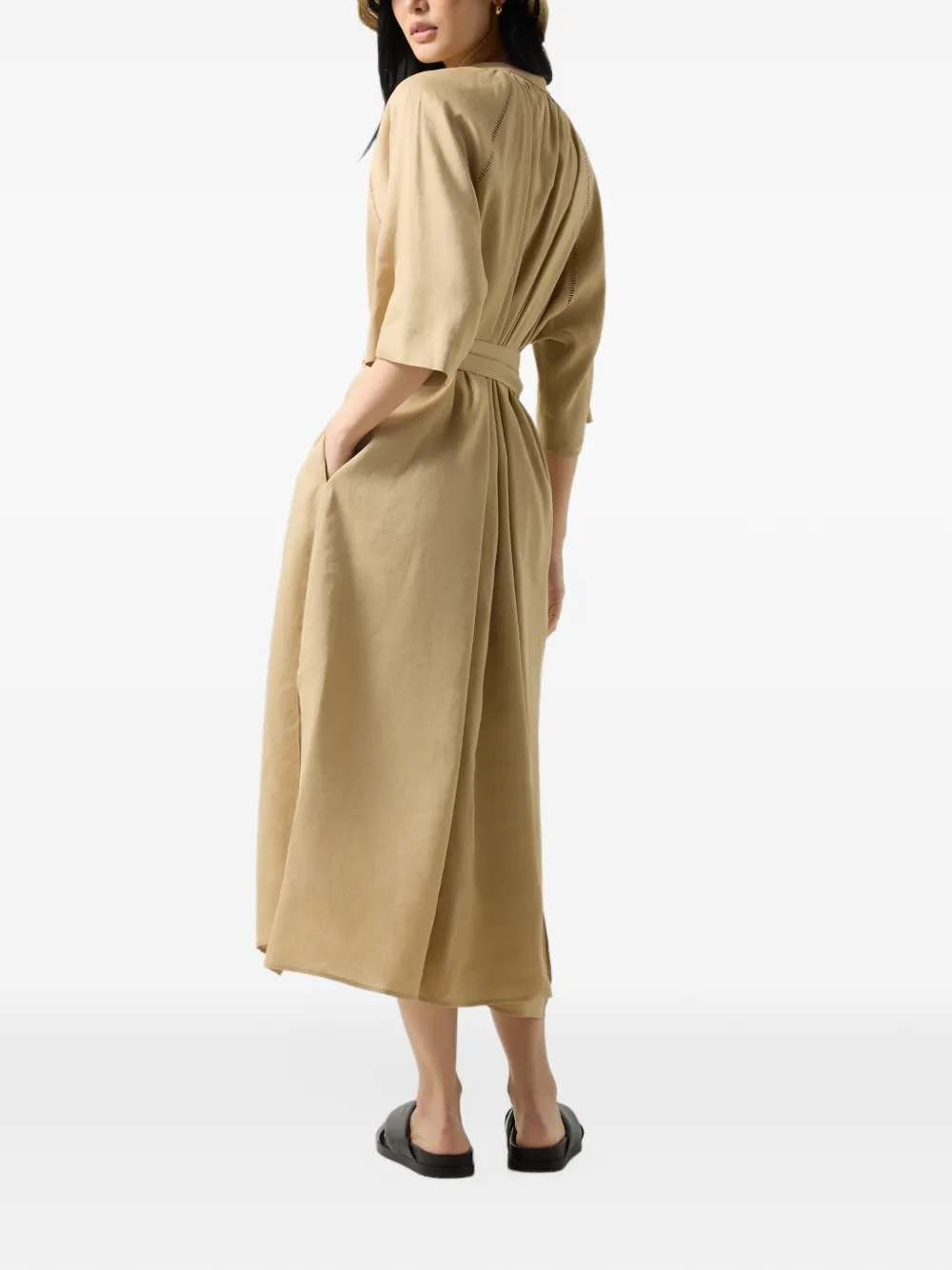 BOGNER Catelyn eyelet-detail midi dress Beige