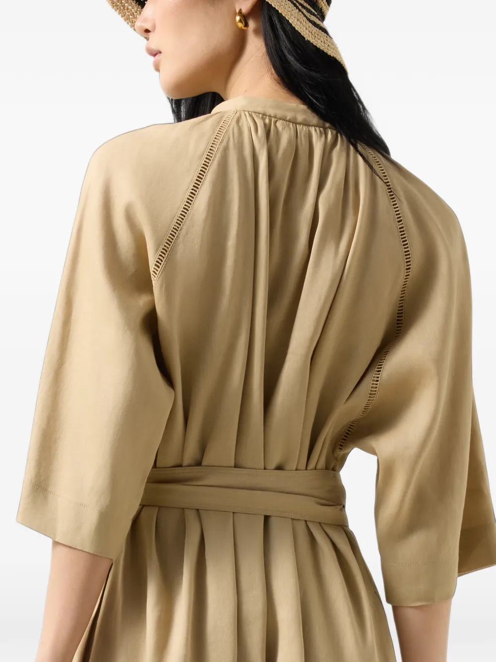 BOGNER Catelyn eyelet-detail midi dress Beige