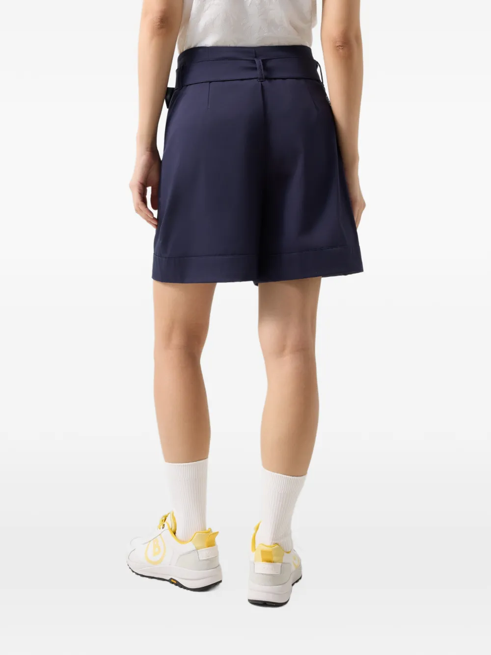 BOGNER Lexa belted satin-finish shorts Blauw