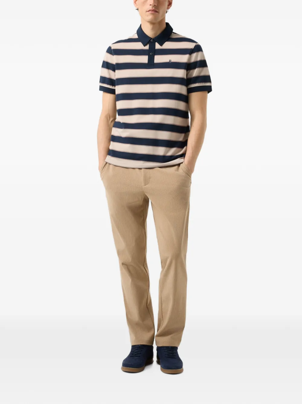 BOGNER Timo striped piqué polo shirt Beige
