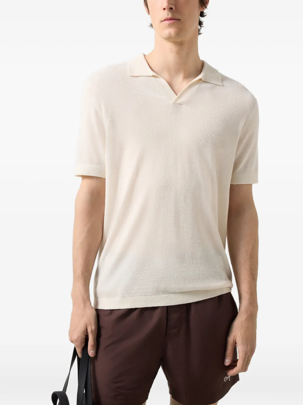 BOGNER Finn chenille-knit polo shirt Beige