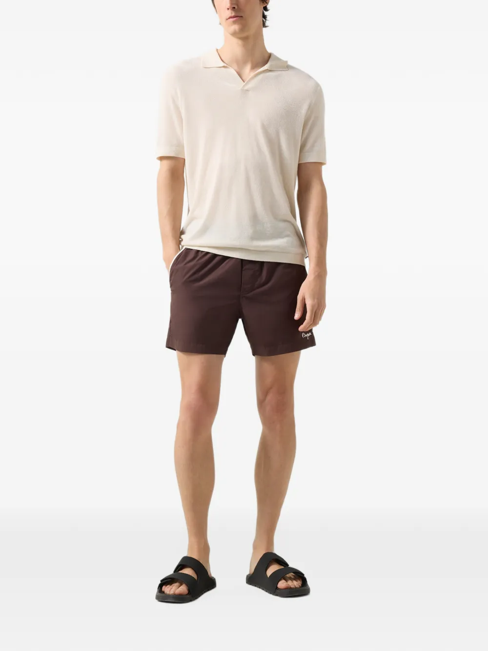 BOGNER Finn chenille-knit polo shirt Beige