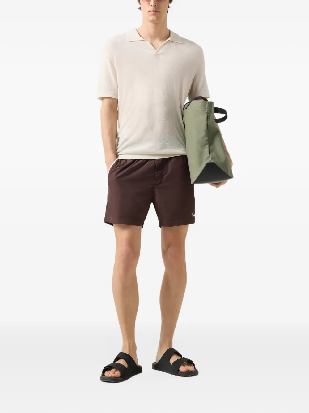 BOGNER Finn chenille-knit polo shirt Beige