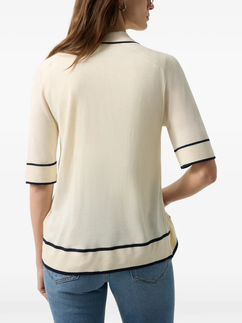 BOGNER Peaches stripe-detail cardigan Beige