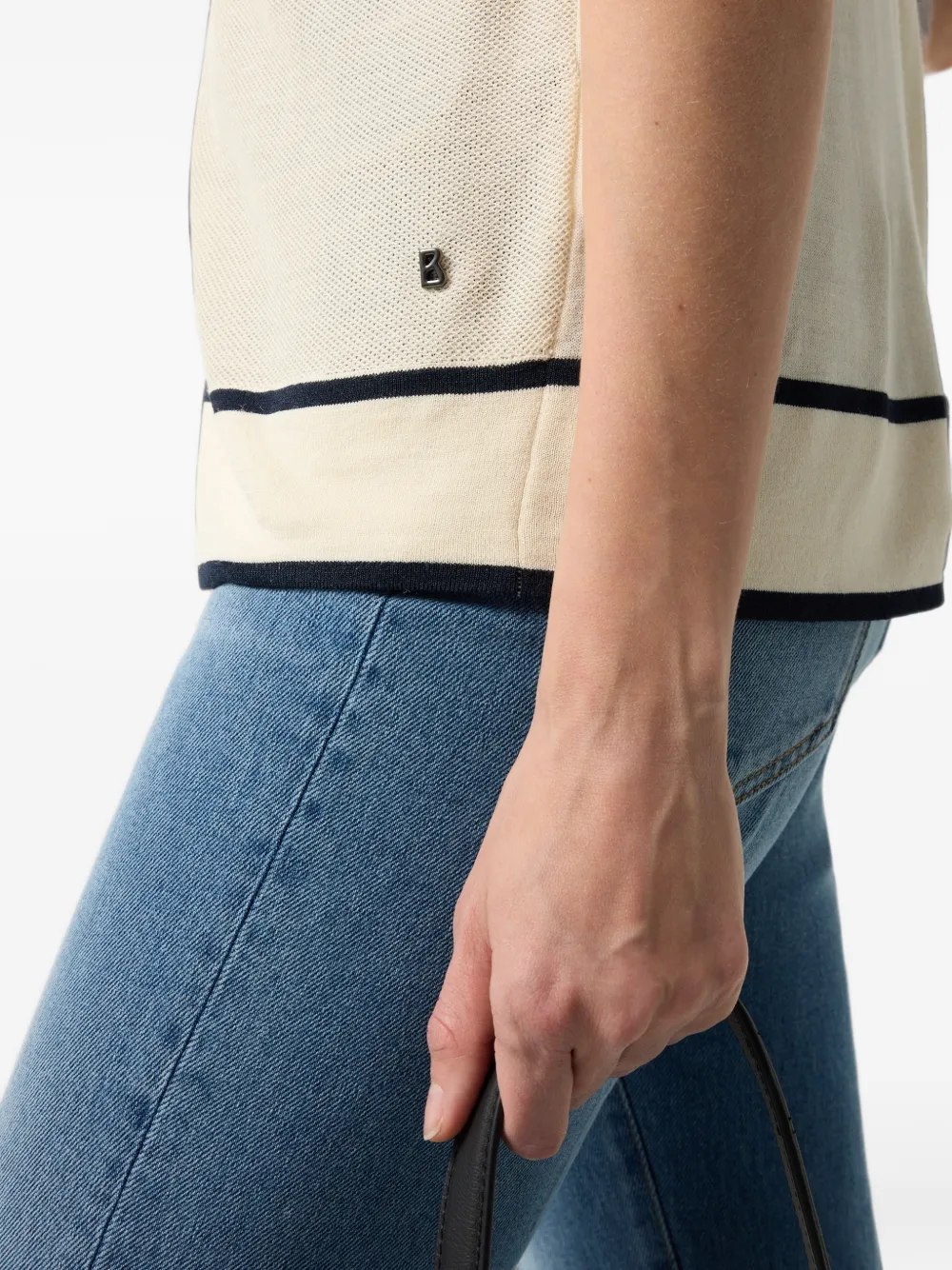 BOGNER Peaches stripe-detail cardigan Beige