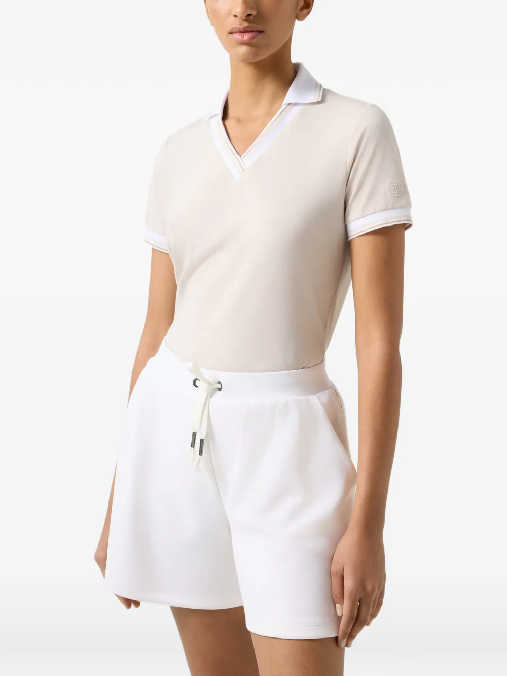 BOGNER Jula stripe-detail polo shirt Beige