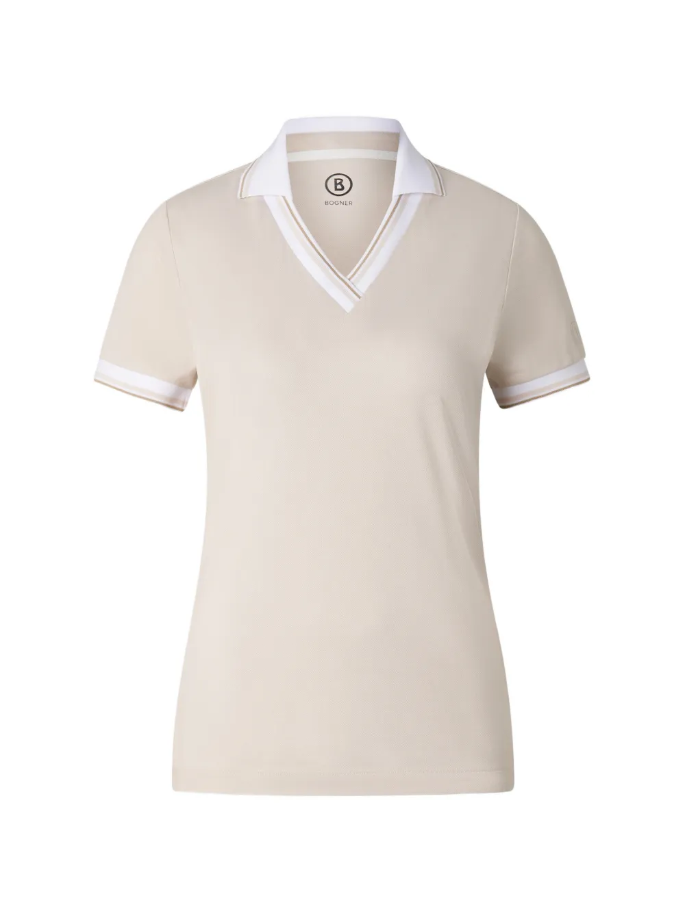BOGNER Jula stripe-detail polo shirt Beige