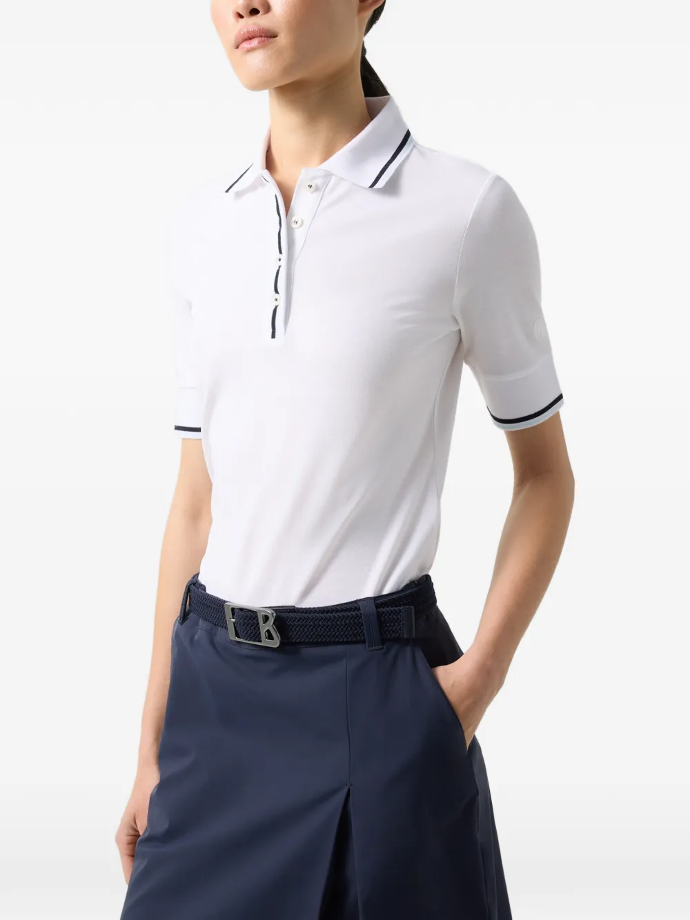 BOGNER Elenor stripe-trim polo shirt Wit