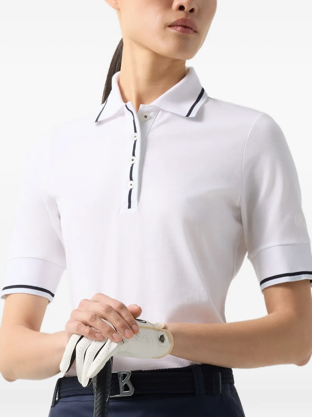 BOGNER Elenor stripe-trim polo shirt Wit