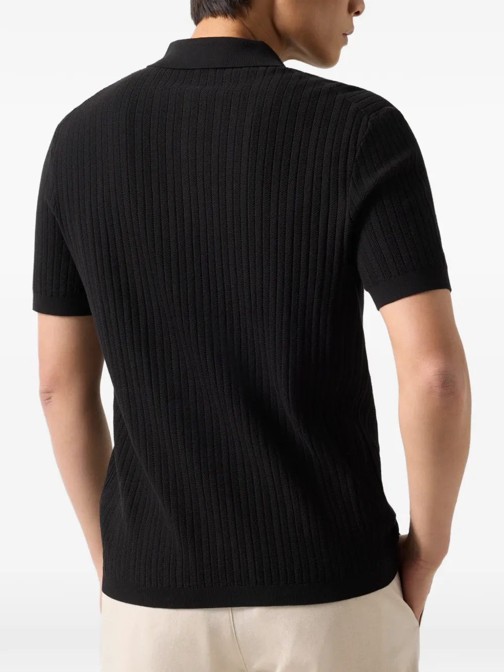 BOGNER Tobias ribbed-knit polo shirt Zwart